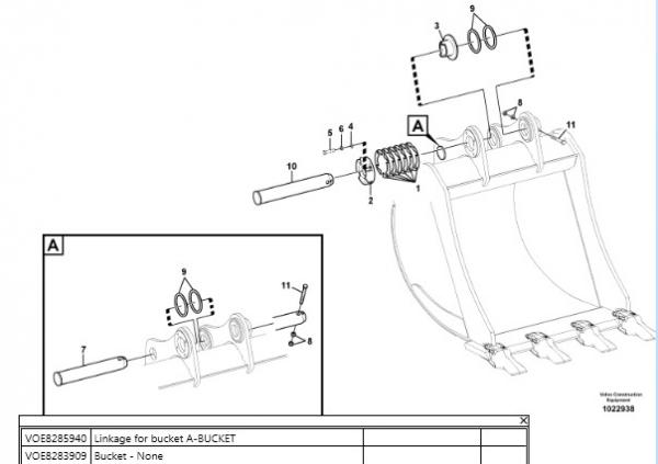 Втулки пальцы ковшевой трапеции Volvo EC300DL рукоять 3,      05 м HD — фото 4